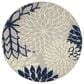 Nourison Aloha ALH05 4" Round Ivory and Navy Indoor/Outdoor Area Rug, , large