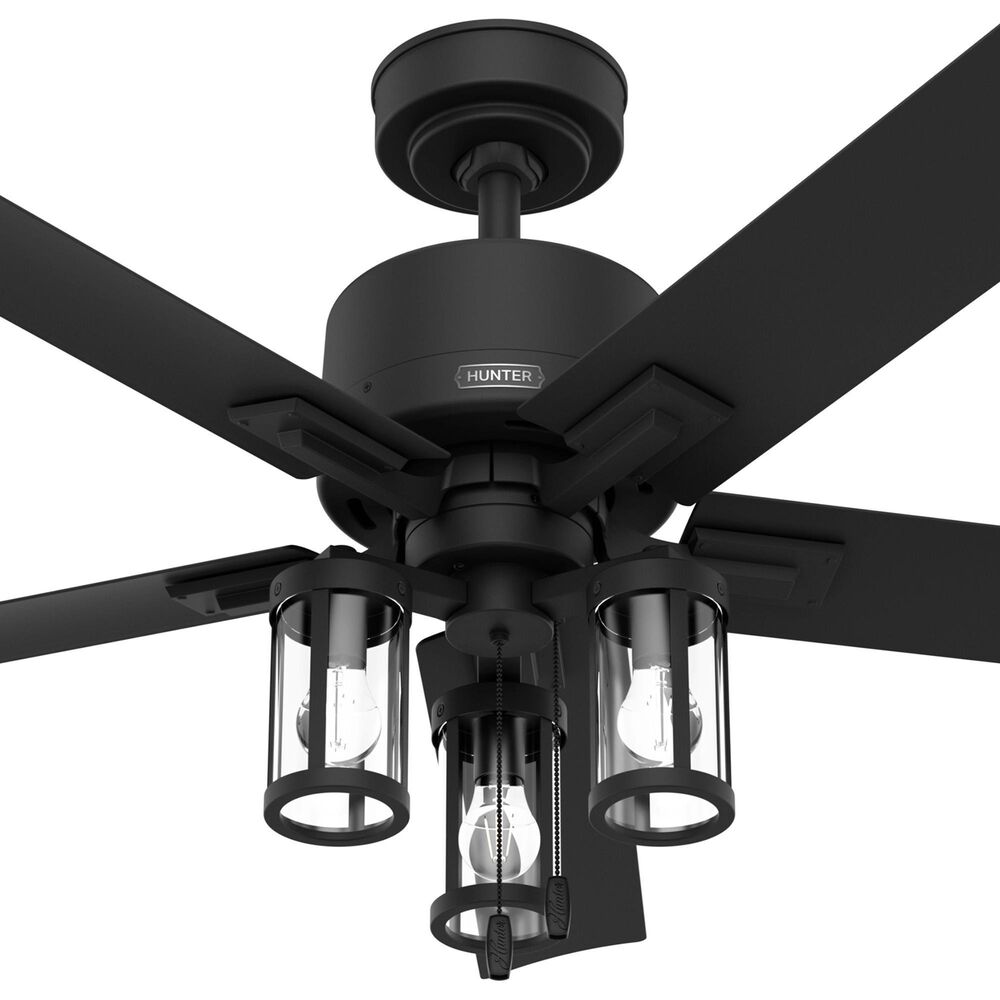 Hunter Lawndale 52&quot; Outdoor Ceiling Fan with LED Lights in Matte Black, , large