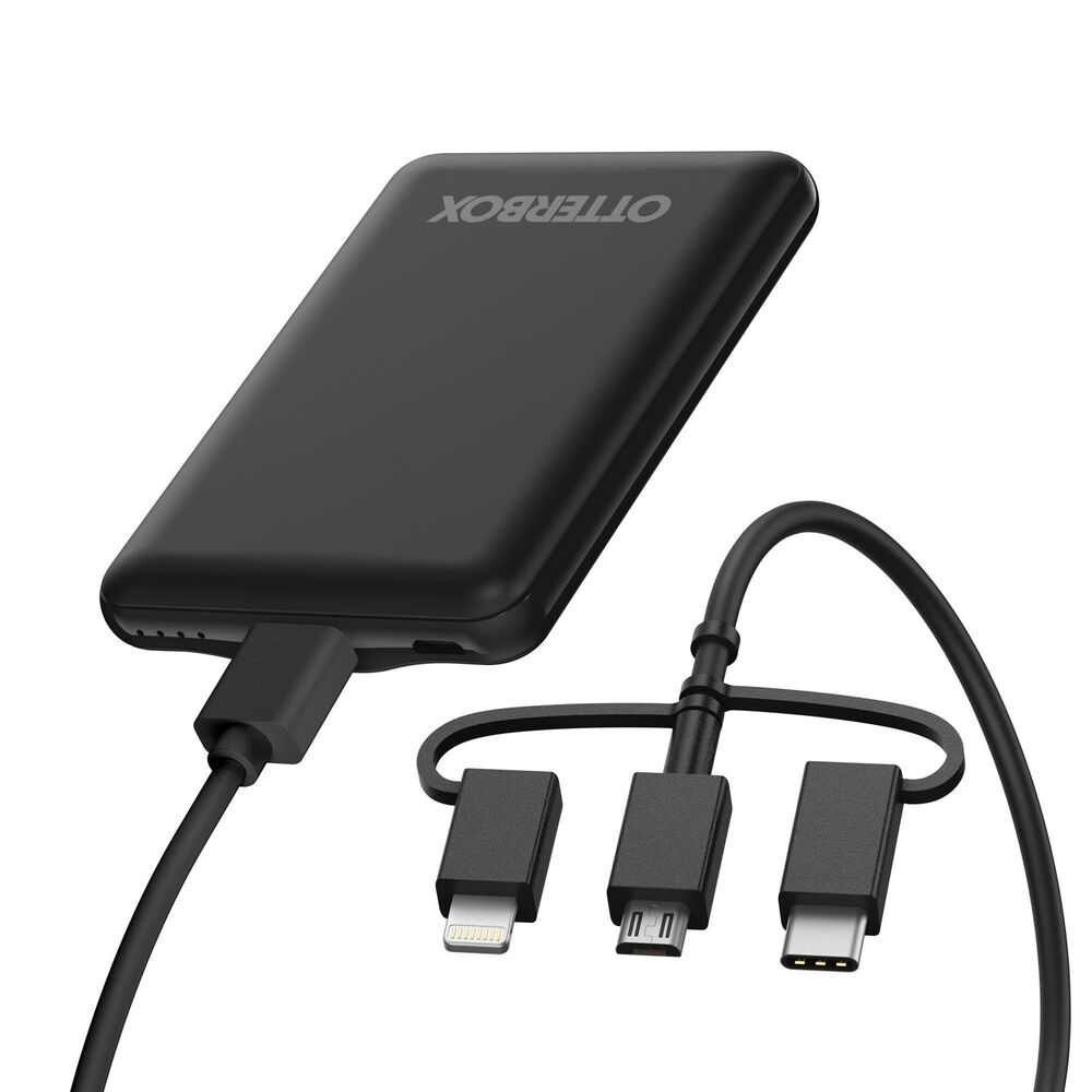 OtterBox 5000 mAh Mobile Power Bank with 3-In-1 Cable in Black, , large