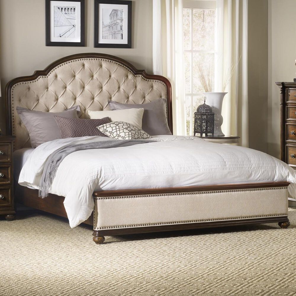 Hooker Furniture Leesburg Queen Upholstered Bed with Wood Rails in