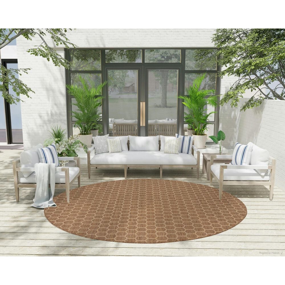 Nourison Twist Reversible 8&#39; Round Natural Indoor/Outdoor Area Rug, , large