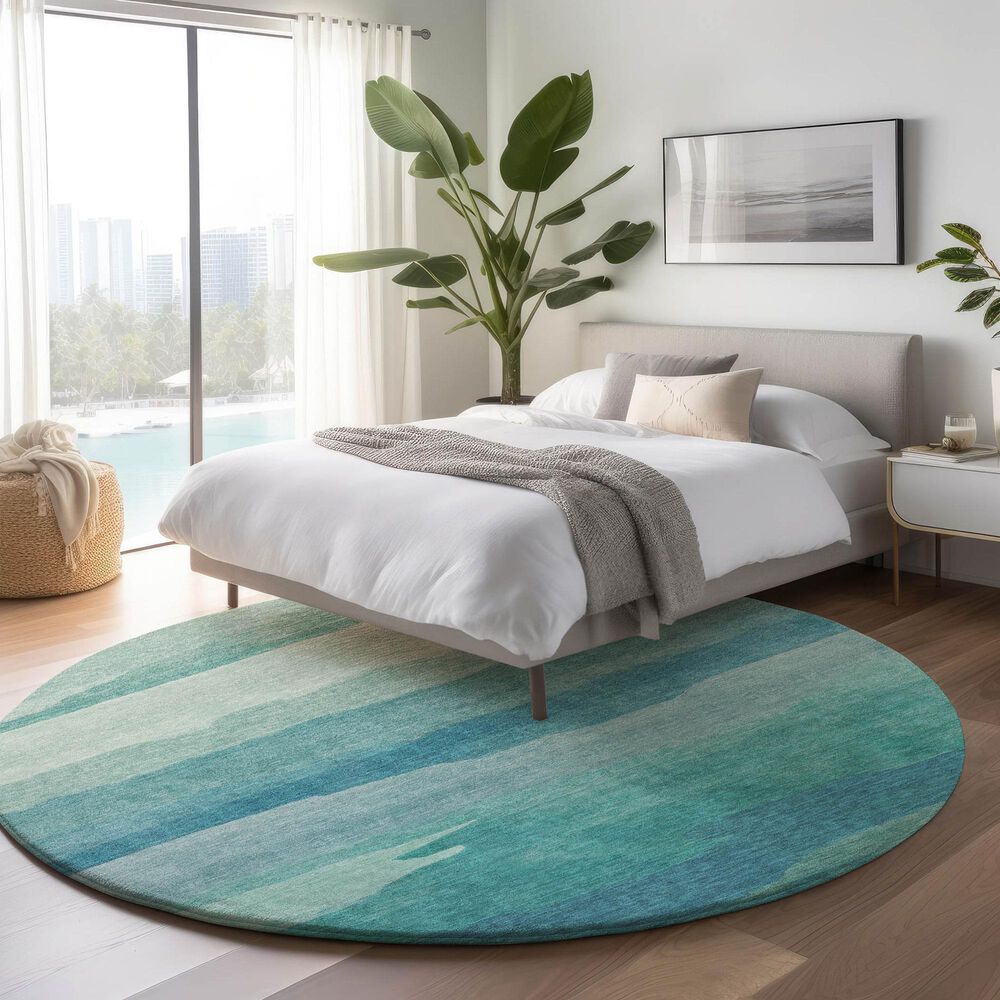 Dalyn Rug Company Pacifica PA9 8&#39; Round Turquoise Area Rug, , large
