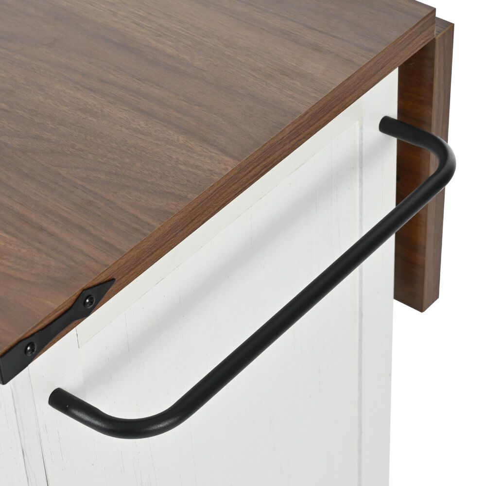 HOMLUX 55" Farmhouse Kitchen Island with Power Outlet in White, , large