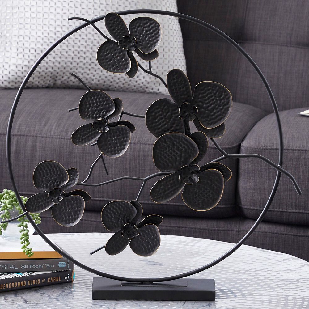 Maple and Jade Leaves Sculpture in Black, , large