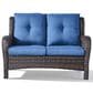 Sunwell Garden Patio Loveseat with Brown Frame in Navy, , large