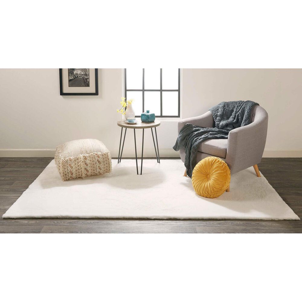 Feizy Luxe Velour White 4&#39; x 6&#39; Area Rug, , large