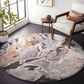 Safavieh Cyrus Shag 6"7" Round Dark Grey and Orange Area Rug, , large