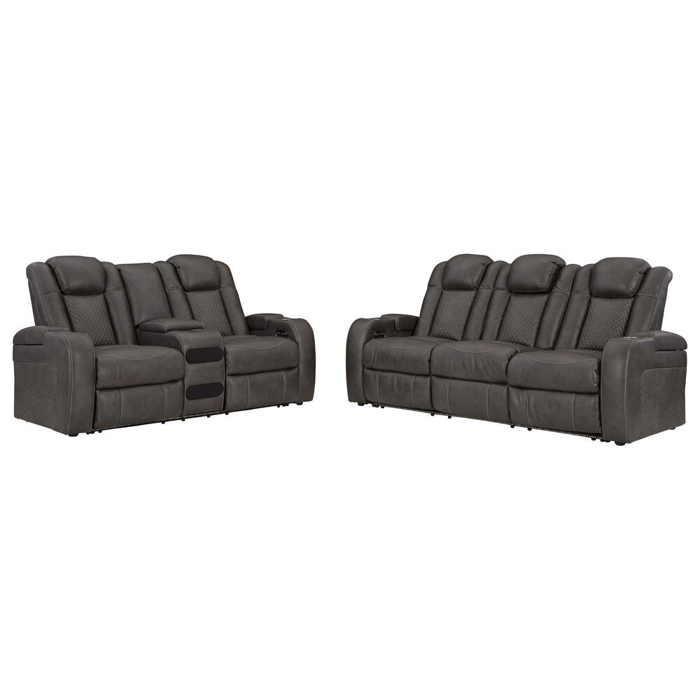 Ashley Fyne-Dyme 2-Piece Power Reclining Living Room Set in Shadow, , large