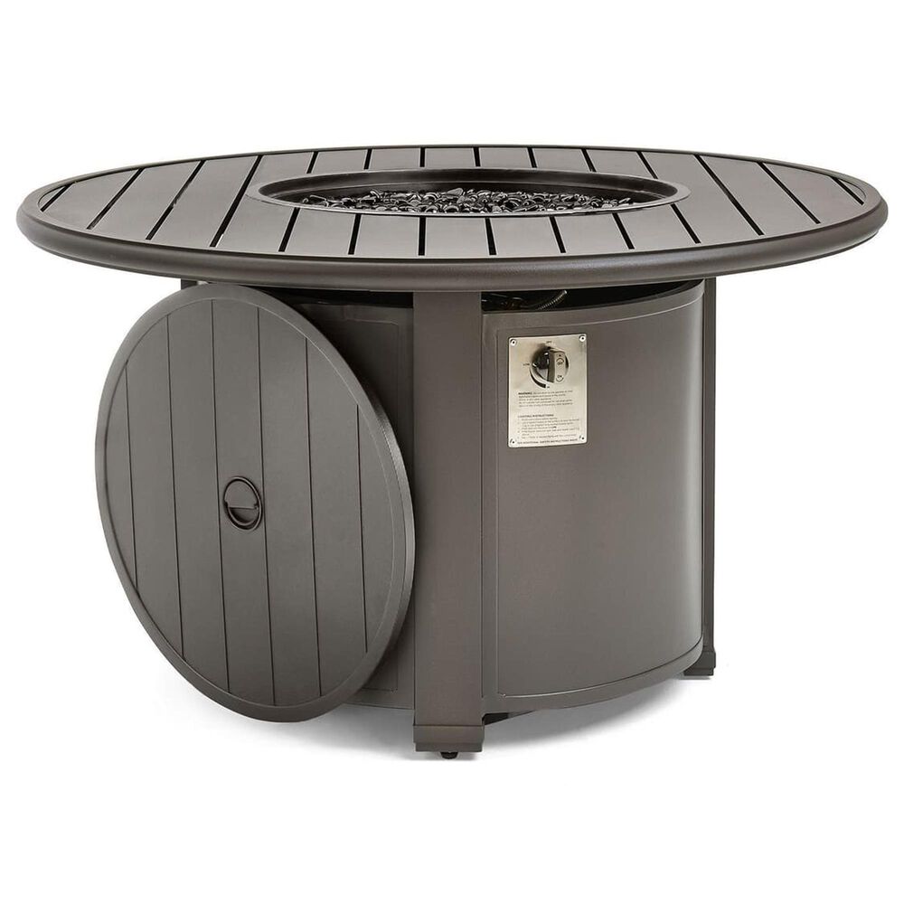 Winston Fire Table w/ Rocks in Weathered Teak, , large