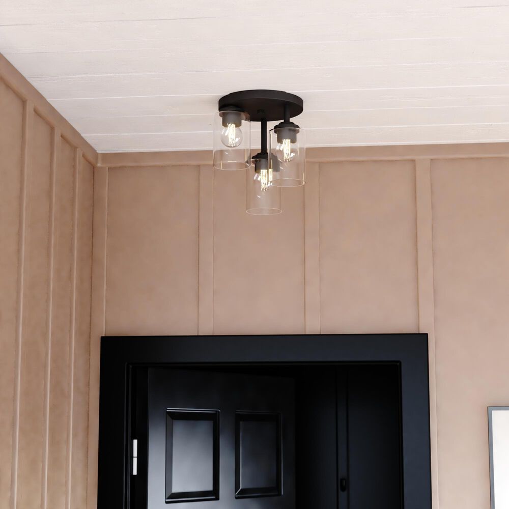 Vaxcel Park Ridge 3-Light Flush Mount in Matte Black, , large