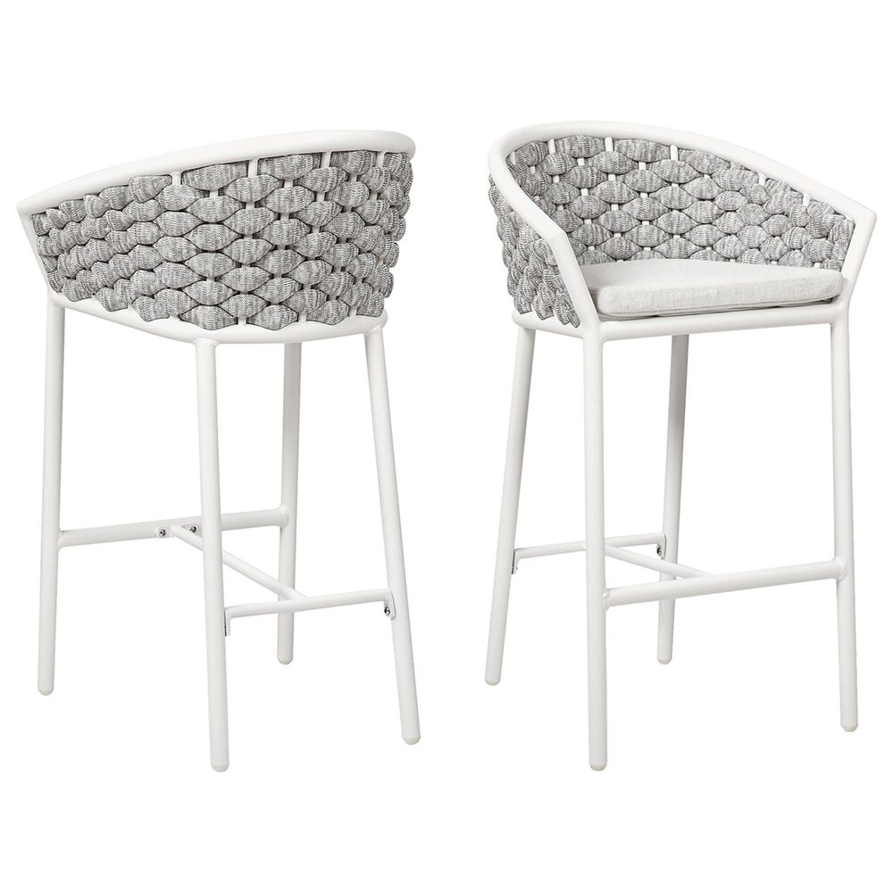 Hearth and Haven Rowan Patio Low-back Barrel Stool in White &#40;Set of 2&#41;, , large