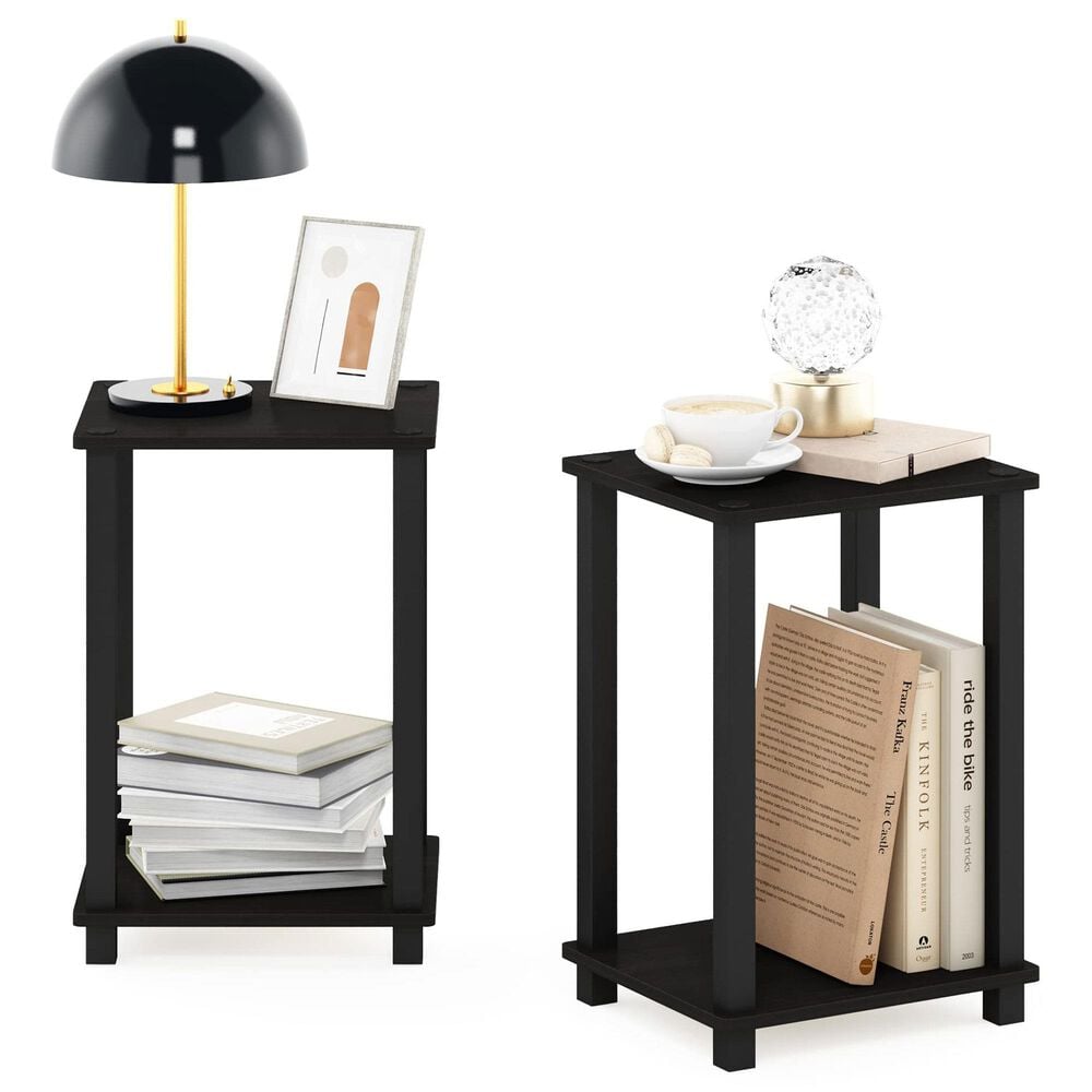 HOMLUX 2-Tier Small End Table in Espresso and Black (Set of 2), , large