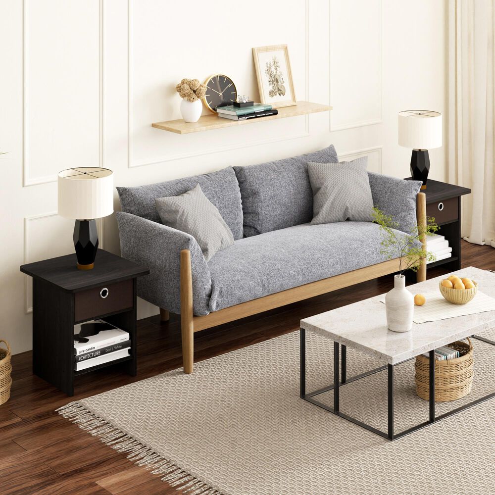 HOMLUX 1-Drawer Modern Nightstand with Open Shelf in Espresso (Set of 2), , large