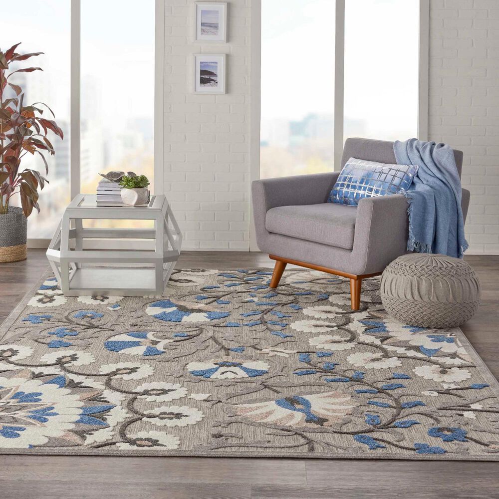Nourison Aloha Floral 9&#39;6&quot; x 13&#39; Grey and Multicolor Indoor/Outdoor Area Rug, , large