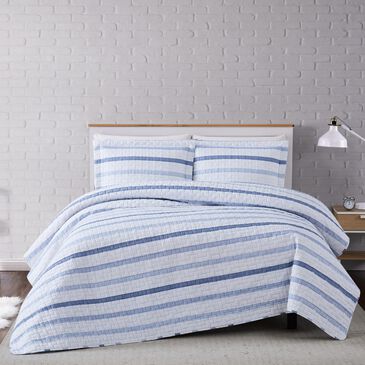 Pem America Truly Soft Waffle 2-Piece Twin XL Quilt Set in White and Blue, , large