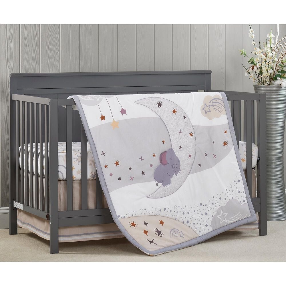 Oxford Baby Star Gazer 3-Piece Baby Crib Nursery Bedding Set in White and Beige, , large