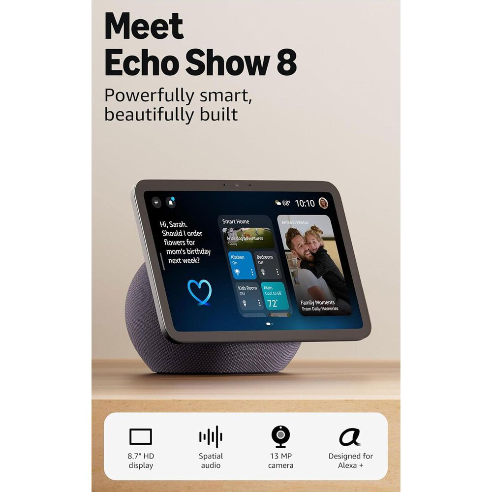 Amazon Echo Show 8 Smart Display with Spatial Audio in Graphite, , large