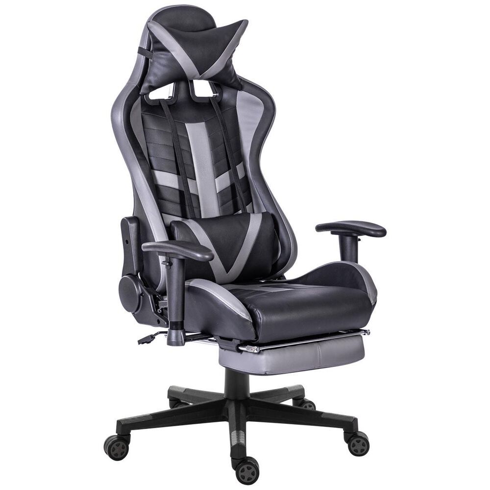 New Era Holding Group LTD High-Back Gaming Chair in Gray and Black, , large
