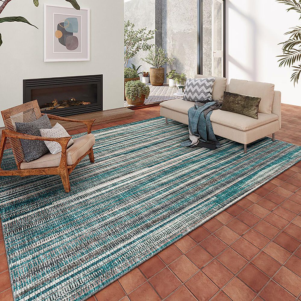 Dalyn Rug Company Amador 10&#39; x 14&#39; Teal Indoor/Outdoor Area Rug, , large