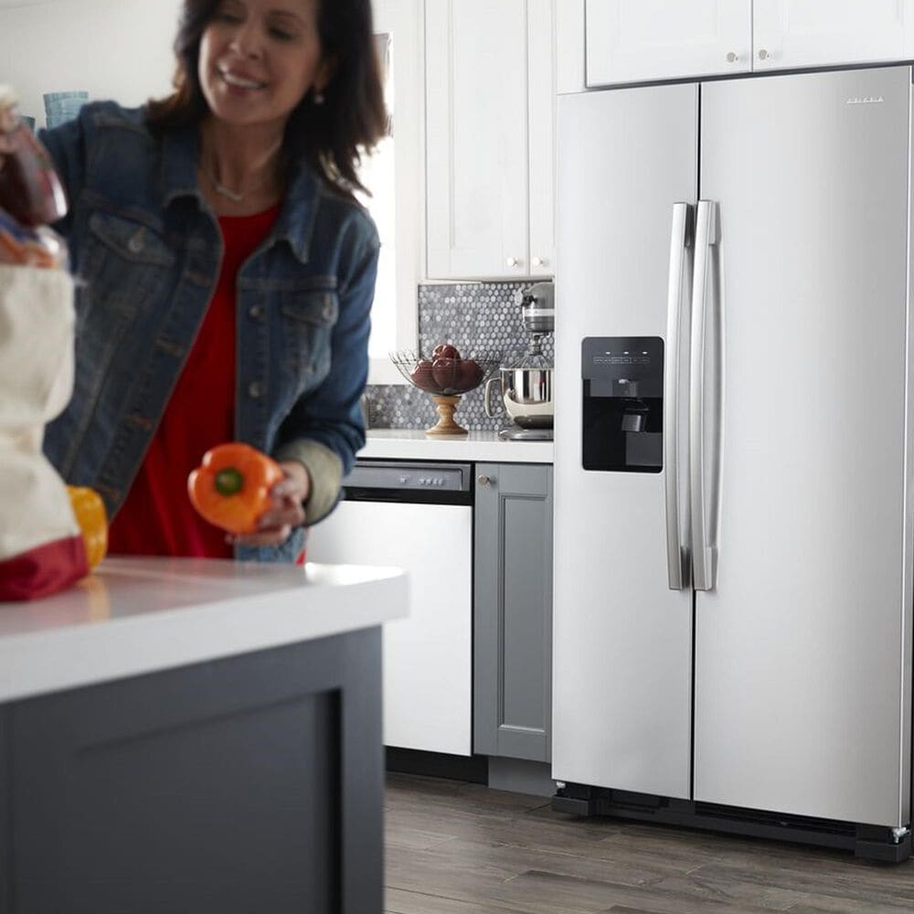 Amana 24.6 Cu. Ft. 35.5&quot; Side-by-Side Refrigerator with Dual Pad External Ice and Water Dispenser in Stainless Steel, , large
