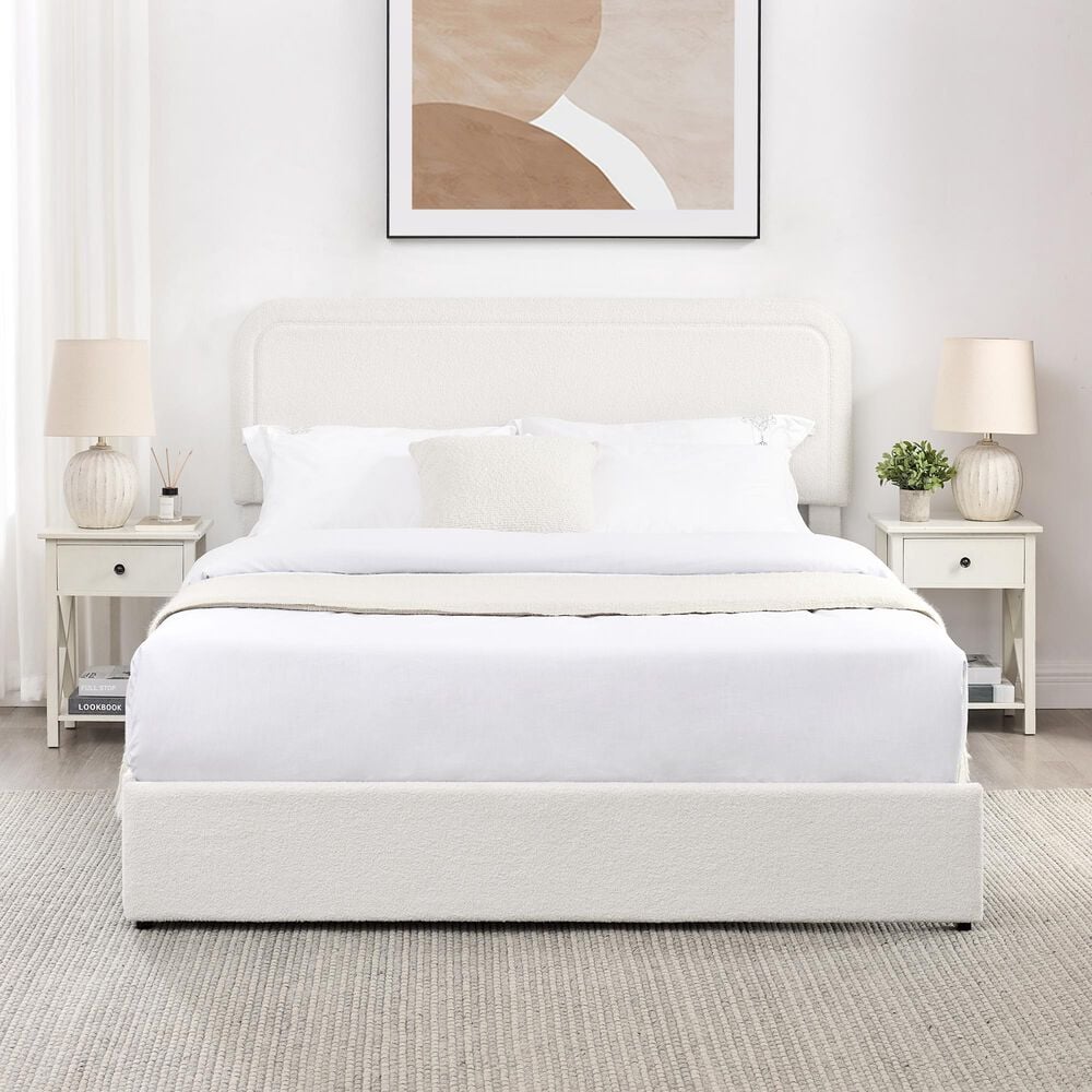 Hearth and Haven Liv Queen Storage Platform Bed in Ivory, , large