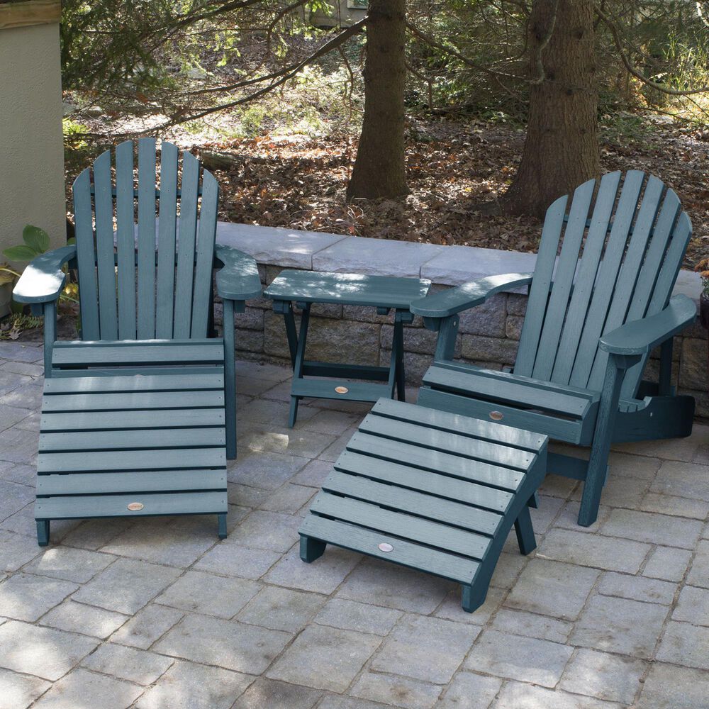 Highwood USA Hamilton 5-Piece Folding Adirondack Set in Nantucket Blue, , large