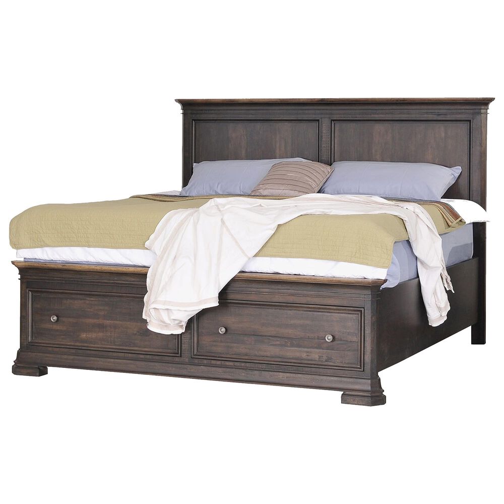 Cedar and Sage Grand Louie Queen Storage Bed in Ebony and Wheat, , large