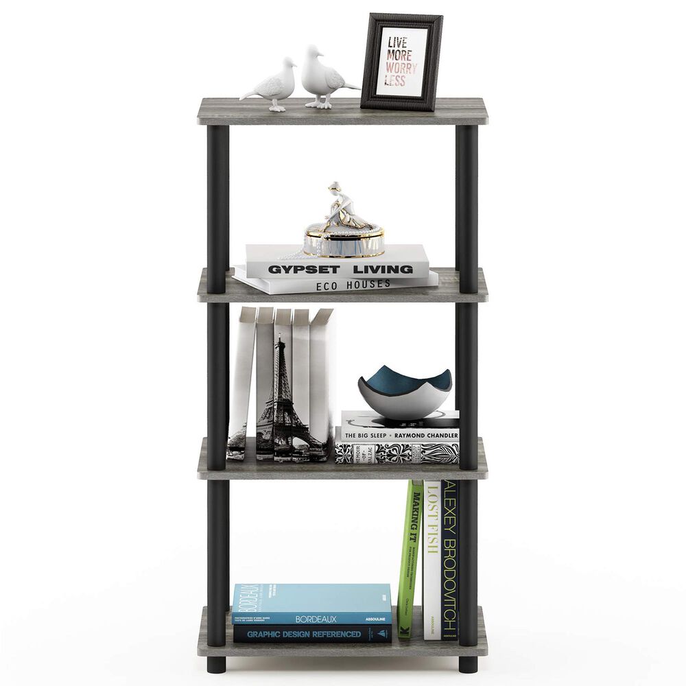 HOMLUX Turn-N-Tube 4-Tier Storage Shelf in French Oak and Black, , large