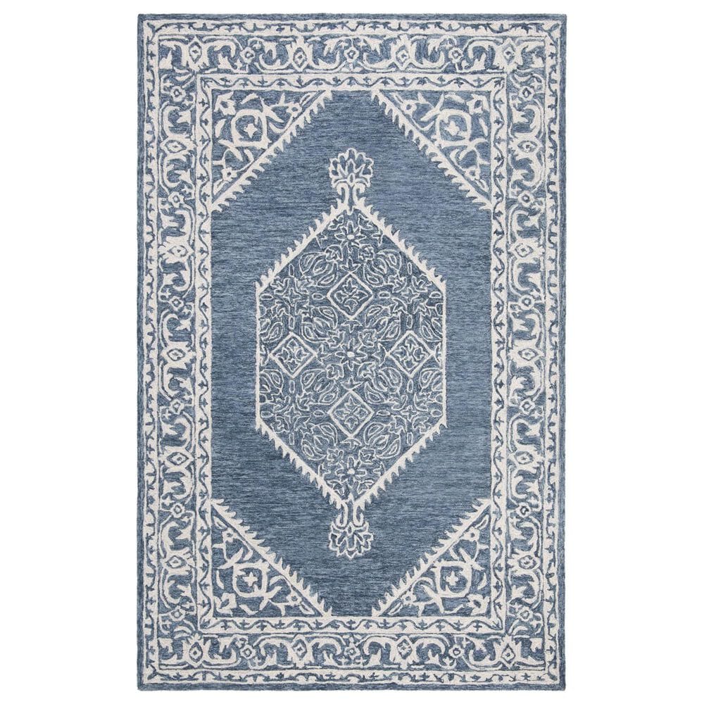 Safavieh Micro-Loop MLP605M 5" x 8" Blue and Ivory Area Rug, , large