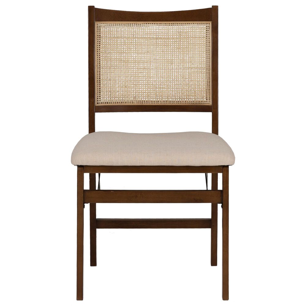 Linon Home Decor Bauer Cane Folding Side Chair in Walnut, , large