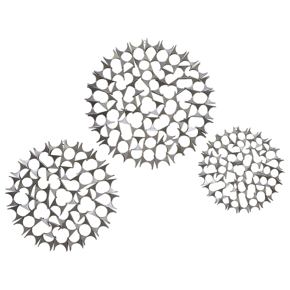 Maple and Jade 23" x 23" Modern Abstract Wall Decor in Silver (Set of 3), , large