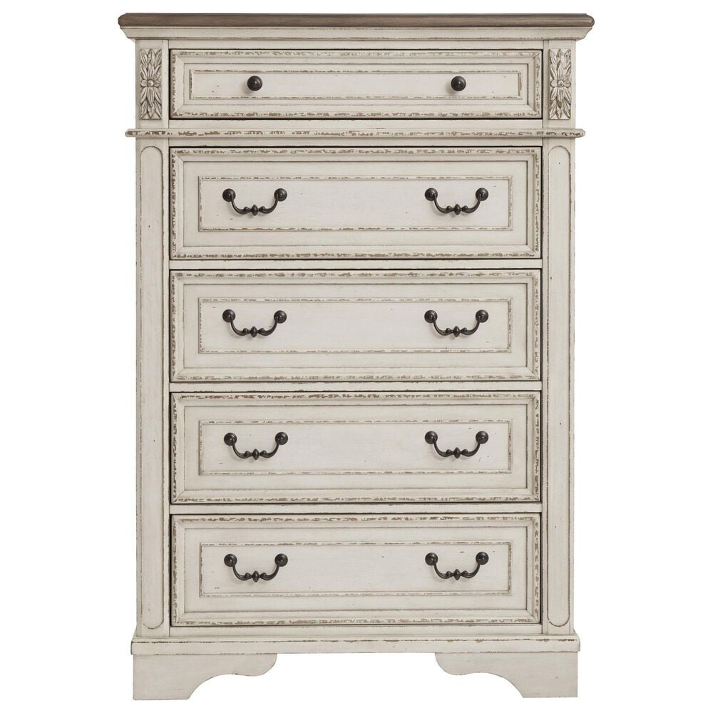 Ashley Realyn 5-Piece King Bedroom Set in Chipped White and Distressed, , large