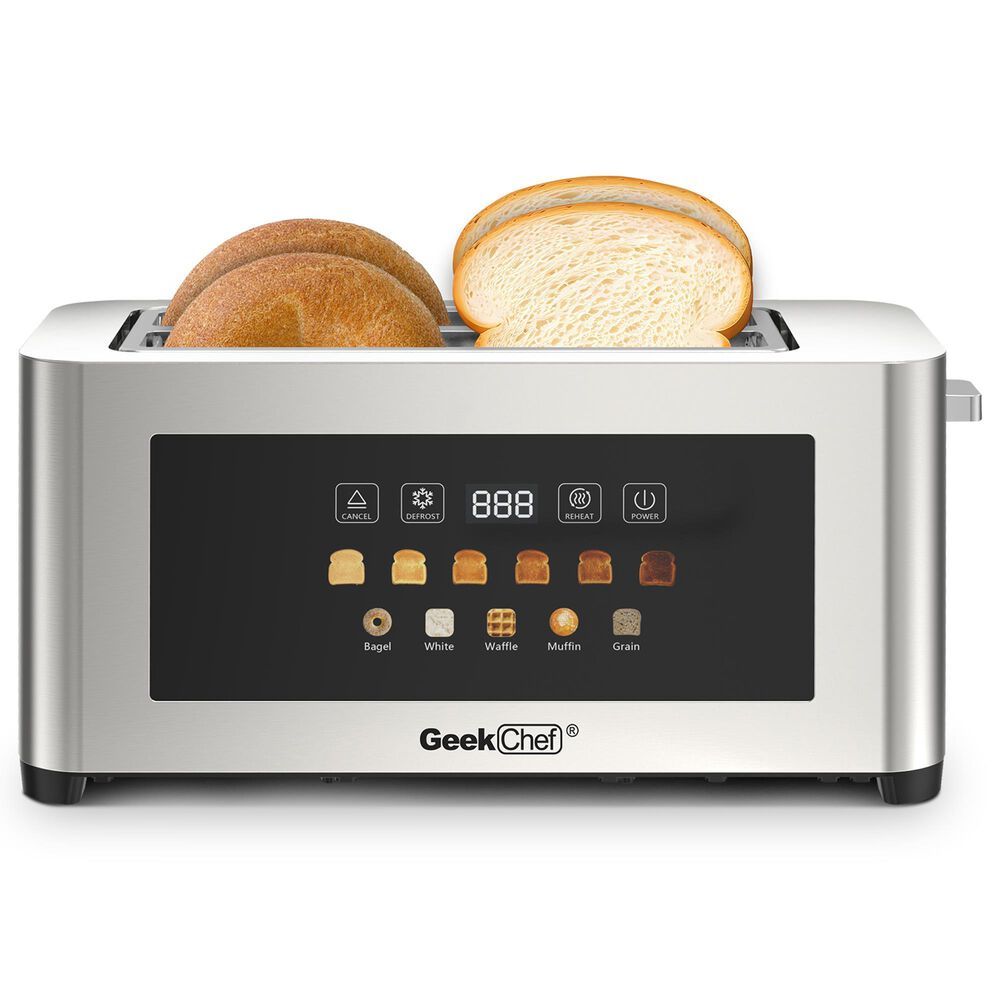HOMLUX 4-Slice Extra Wide Entrance Toaster in Silver, , large