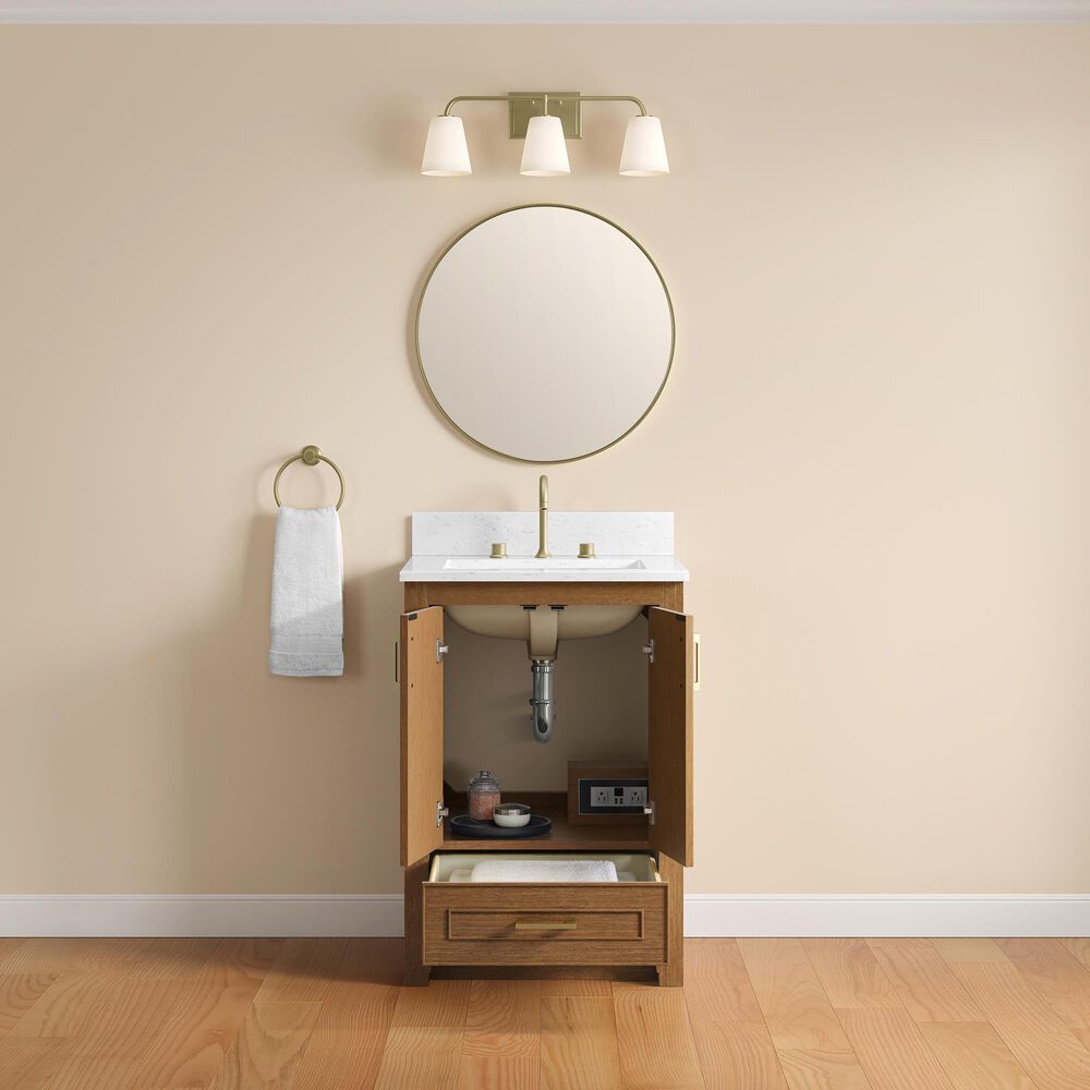 37B Lucerne 24" Single Bathroom Vanity Cabinet in Dark Maplewood with Marble Top and Backsplash, , large