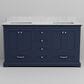Lexora Home Dukes 60" Double Bathroom Vanity in Navy Blue with 2 cm White Carrara Marble Top and Rectangular Sinks, , large