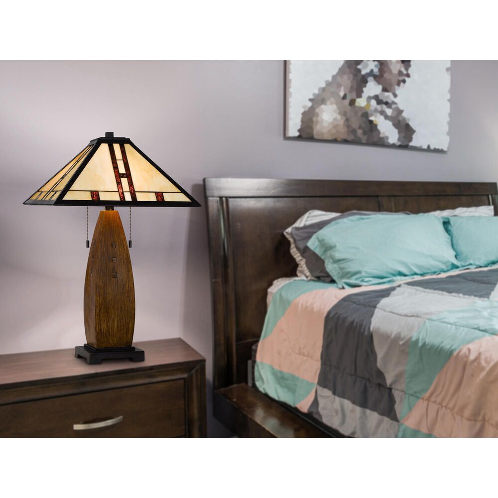 Cal Lighting Tiffany Table Lamp in Oak, , large