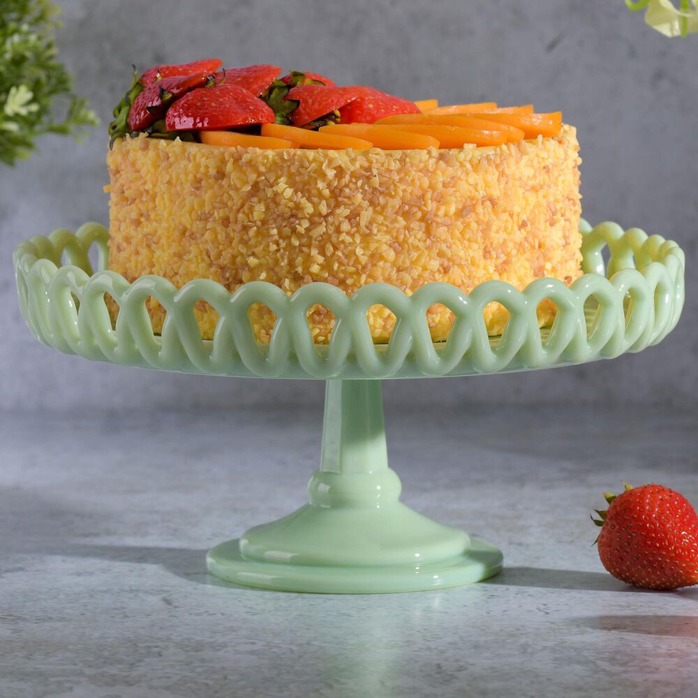 Gibson Overseas, Inc Highbrook 8.5" x 4.25" Jadeite Cake Stand in Green, , large