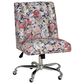Linon Home Decor Draper Office Chair with Navy Floral Cushion in Silver, , large