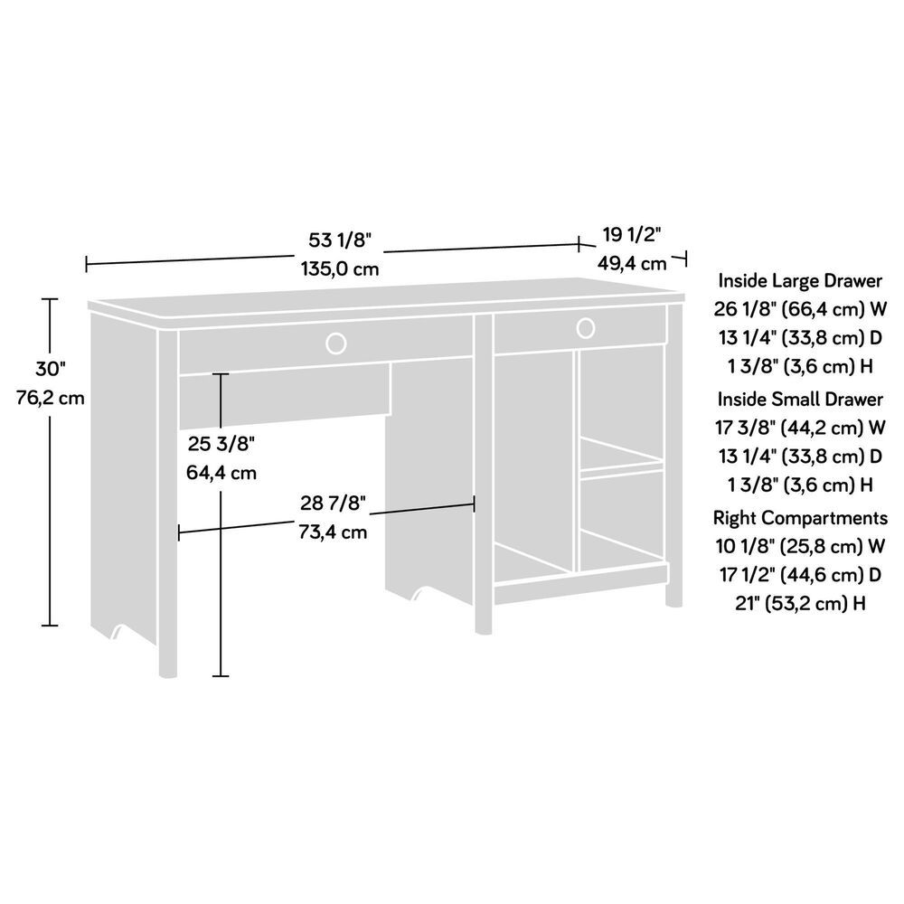 Hearth and Haven 2-Drawer Computer Desk in Light Grey, , large