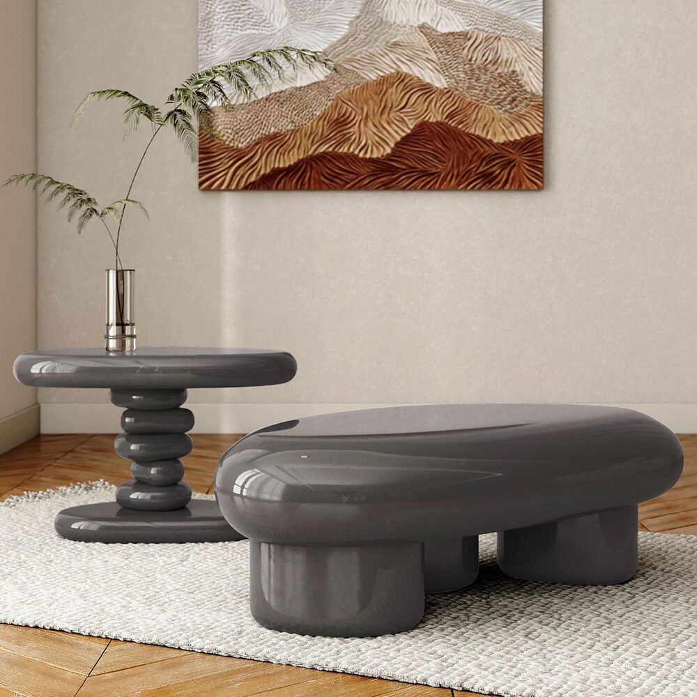 Furniture of America Rene 2-Piece Table Set in Dark Gray, , large