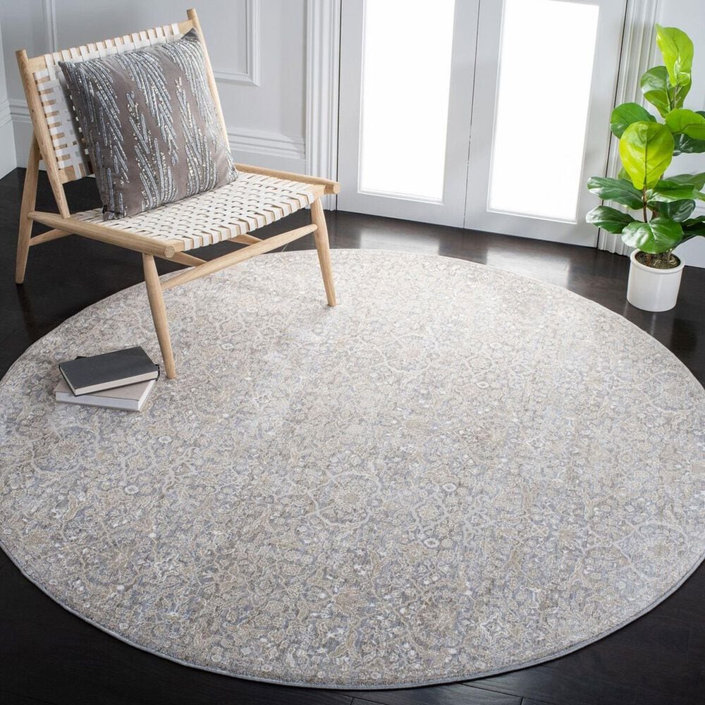 Safavieh Webster WBS314G 6&#39;7&quot; Round Grey and Beige Area Rug, , large