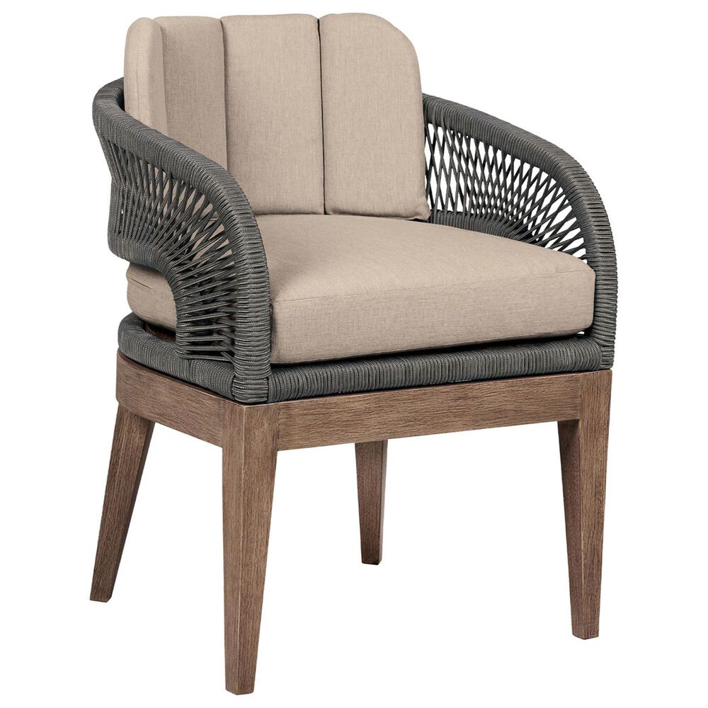 Blue River Orbit Outdoor Dining Chair with Taupe Cushion in Weathered Eucalyptus, , large