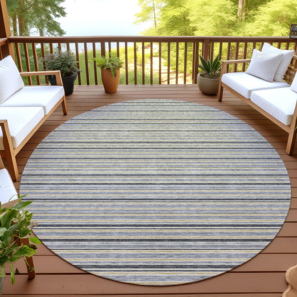Dalyn Rug Company Soft Essentials Striped Granite 8' Round Indoor/Outdoor Area Rug, , large