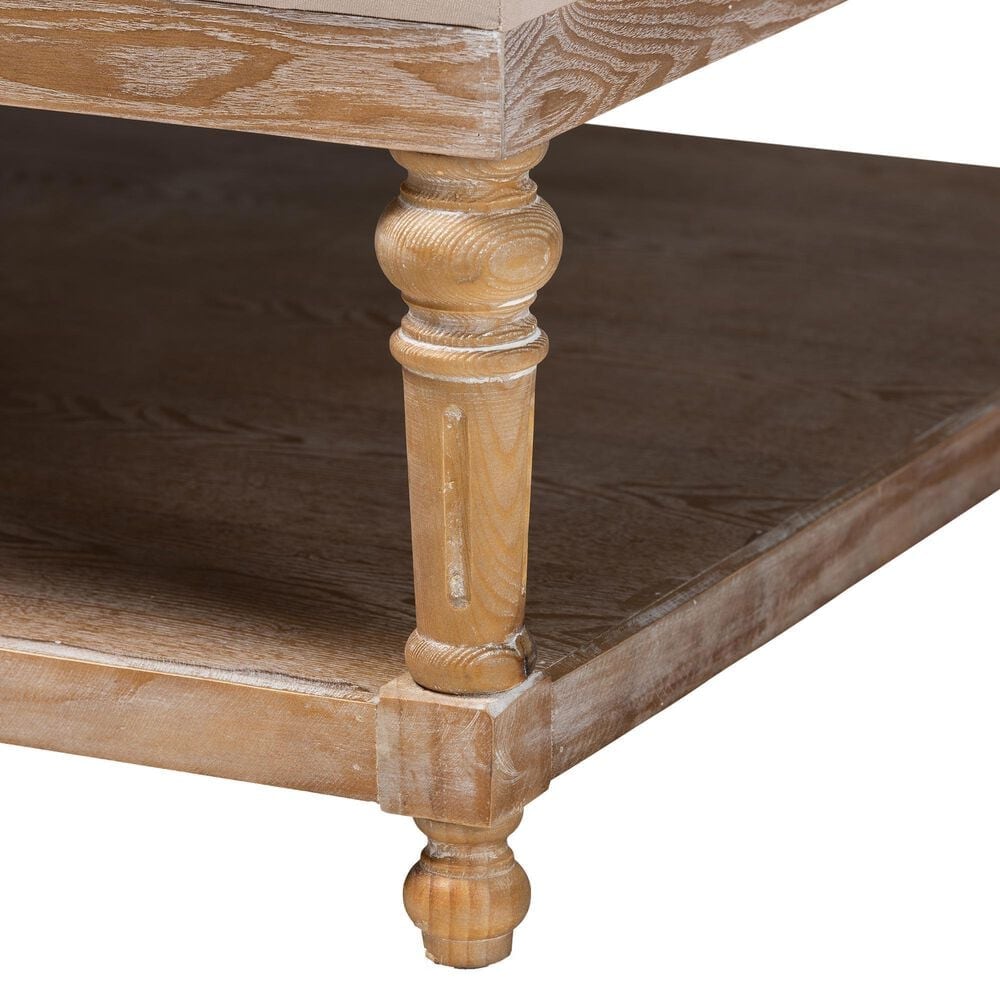 Baxton Studio Kelly Cocktail Ottoman in Beige, , large