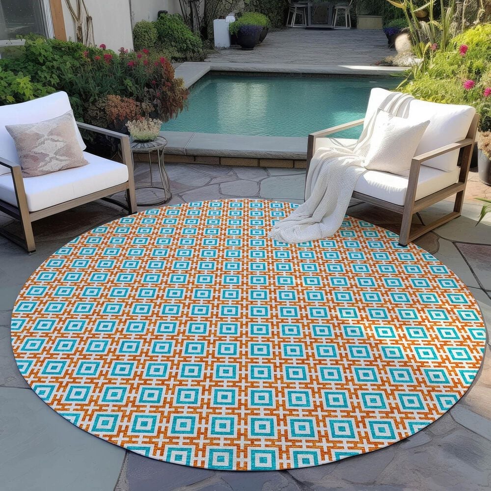 Dalyn Rug Company Marlo 10&#39; Round Orange Indoor/Outdoor Area Rug, , large