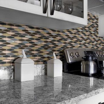 Shaw Molten Stretch Hexagon Bronze 11.77" x 11.81" Glass Mosaic Sheet, , large