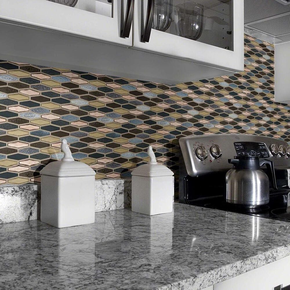 Shaw Molten Stretch Hexagon Bronze 11.77" x 11.81" Glass Mosaic Sheet, , large