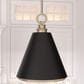 Hunter Klein 12" 1-Light Pendant with Flat Matte Black Shade in Alturas Gold, , large