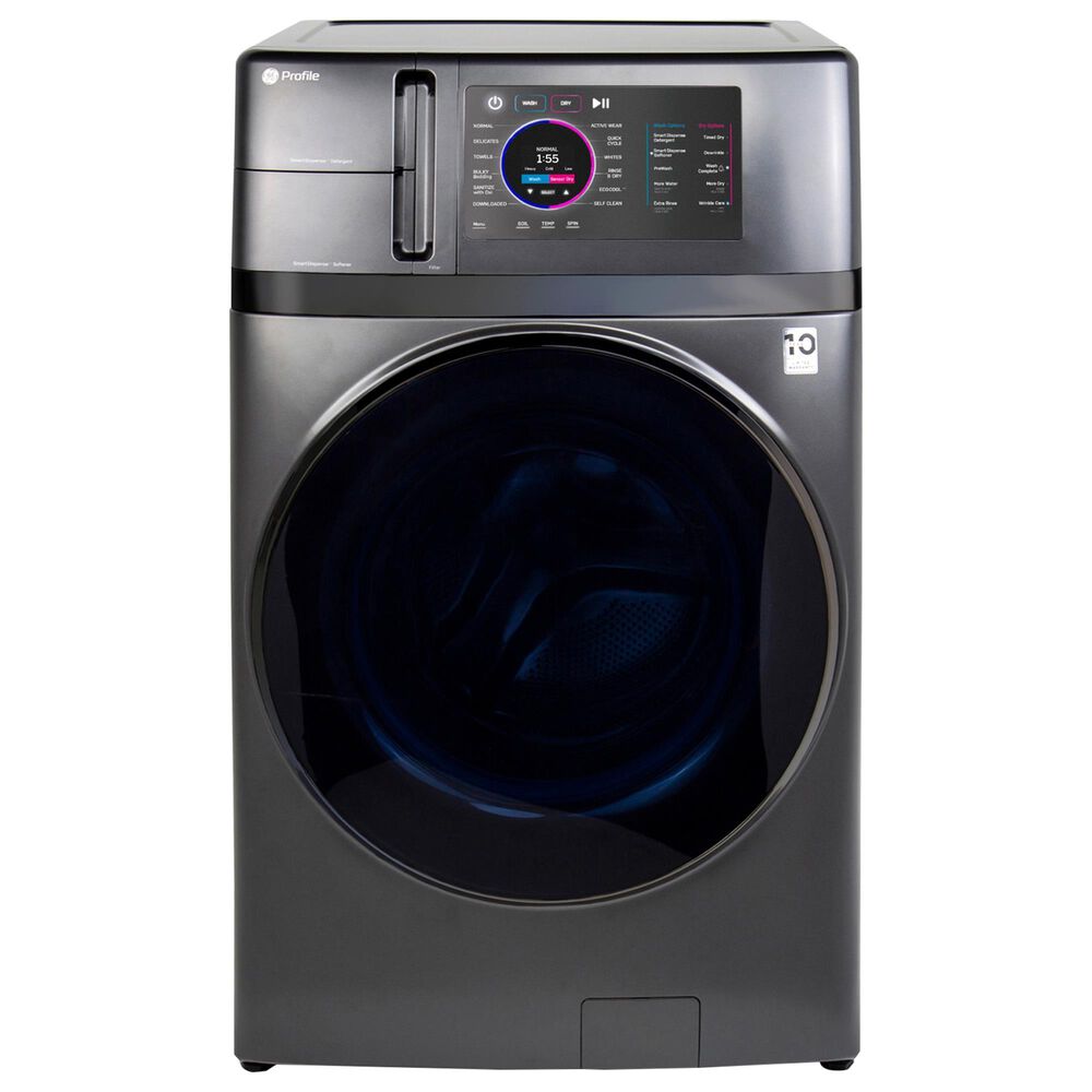 GE Profile 4.8 Cu. Ft. Ultra Fast Combo Washer/Dryer with 7&quot; Pedestal in Slate, , large