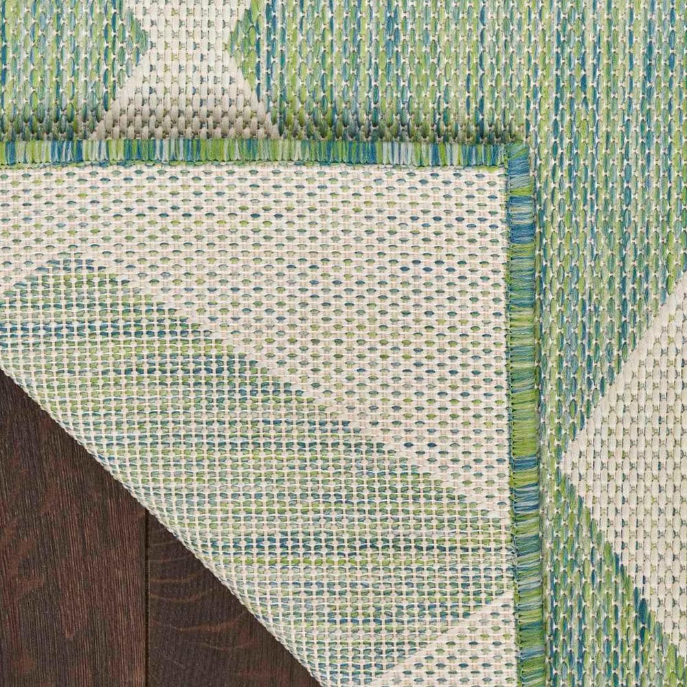 Nourison Positano Geometric Blue and Green 6&#39; x 9&#39; Indoor/Outdoor Area Rug, , large